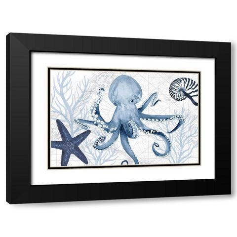 Deep Blue Sea I on White Black Modern Wood Framed Art Print with Double Matting by Reed, Tara
