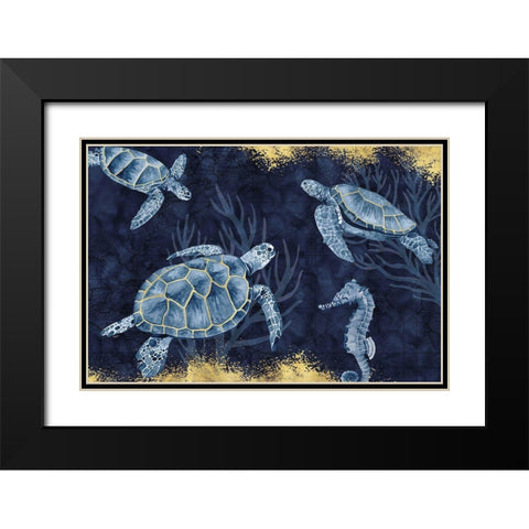 Deep  Blue Sea II on Blue Gold Black Modern Wood Framed Art Print with Double Matting by Reed, Tara