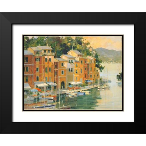 Portofino View Black Modern Wood Framed Art Print with Double Matting by Simandle, Marilyn