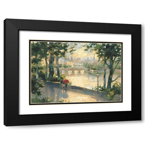 Paris Evening Black Modern Wood Framed Art Print with Double Matting by Simandle, Marilyn