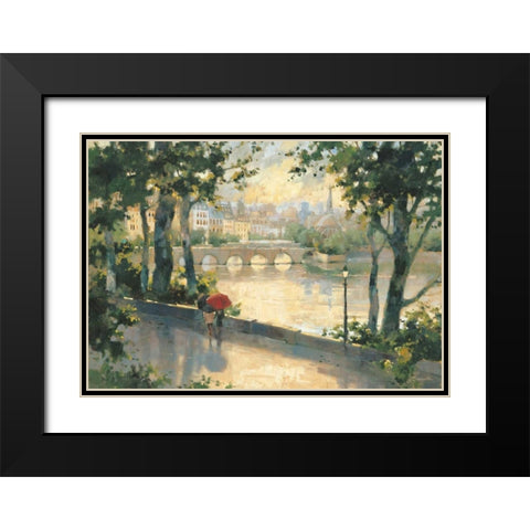 Paris Evening Black Modern Wood Framed Art Print with Double Matting by Simandle, Marilyn