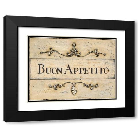 Buon Appetito Plaque Black Modern Wood Framed Art Print with Double Matting by Fisk, Arnie
