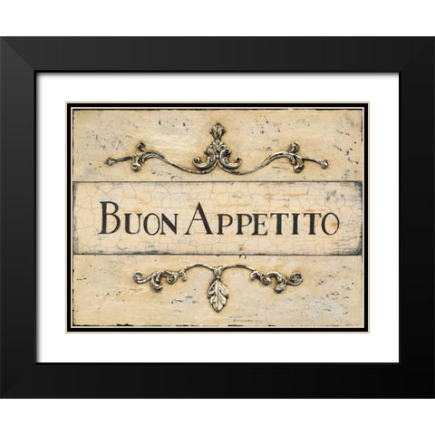 Buon Appetito Plaque Black Modern Wood Framed Art Print with Double Matting by Fisk, Arnie