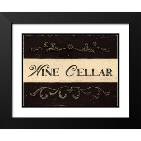 Wine Cellar Plaque Black Modern Wood Framed Art Print with Double Matting by Fisk, Arnie