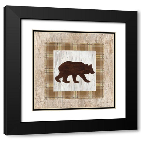 Searching Bear Black Modern Wood Framed Art Print with Double Matting by Fisk, Arnie