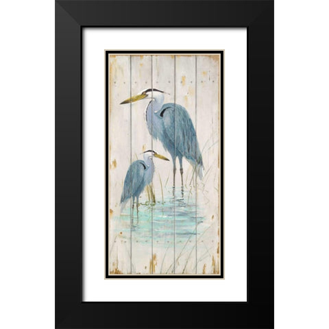 Blue Heron Duo Black Modern Wood Framed Art Print with Double Matting by Fisk, Arnie