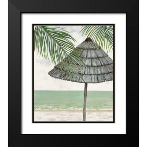 Seaside Palapa Black Modern Wood Framed Art Print with Double Matting by FISK, Arnie