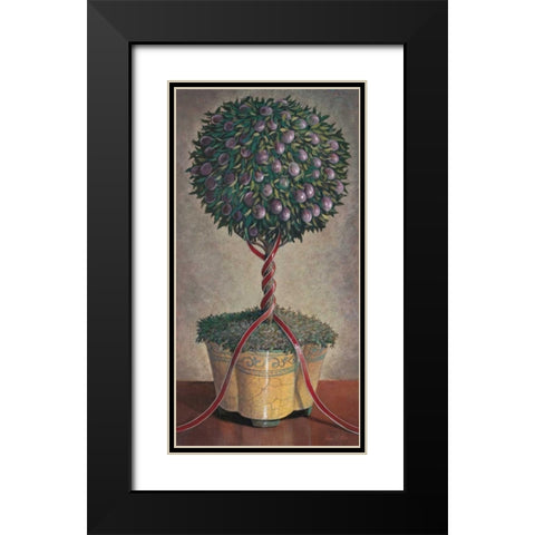 Holiday Plum Topiary Black Modern Wood Framed Art Print with Double Matting by Fisk, Arnie