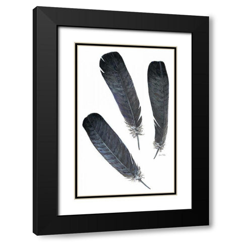 Feather Study 2 Black Modern Wood Framed Art Print with Double Matting by Fisk, Arnie