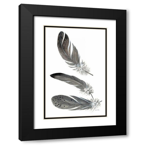 Feather Study 3 Black Modern Wood Framed Art Print with Double Matting by Fisk, Arnie