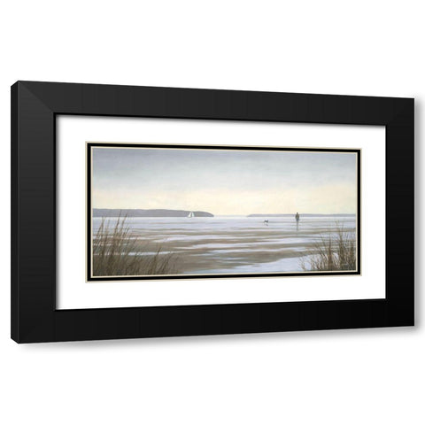 Contemplative Beach Stroll I Black Modern Wood Framed Art Print with Double Matting by Wines, James
