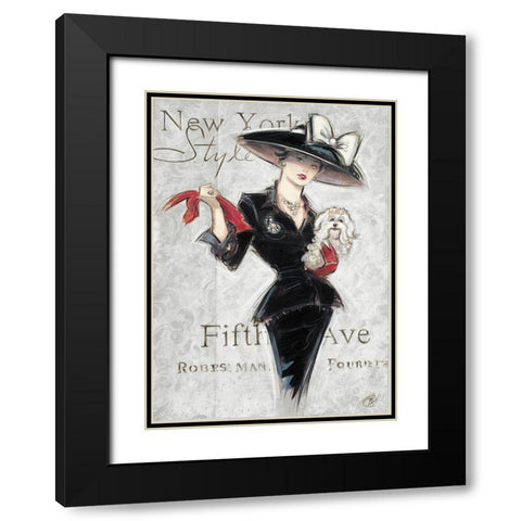 New York Style Lady Black Modern Wood Framed Art Print with Double Matting by Barreett, Chad
