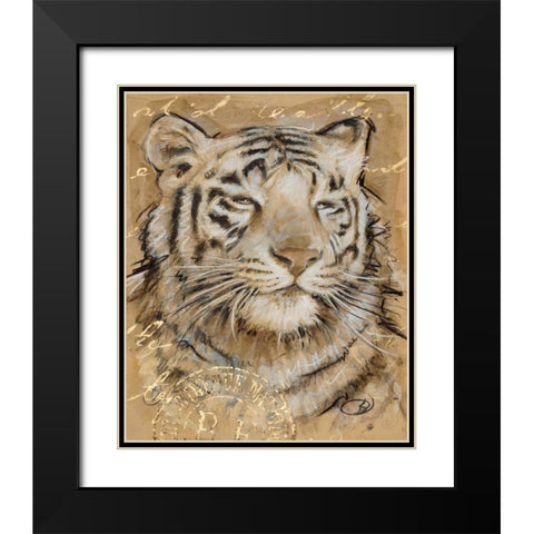 Safari Tiger Black Modern Wood Framed Art Print with Double Matting by Barrett, Chad