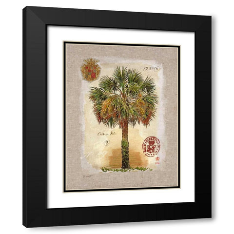 Linen Cabbage Palm Tree Black Modern Wood Framed Art Print with Double Matting by Barrett, Chad