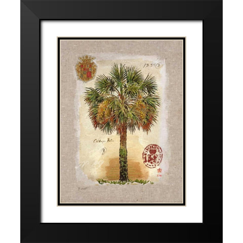 Linen Cabbage Palm Tree Black Modern Wood Framed Art Print with Double Matting by Barrett, Chad