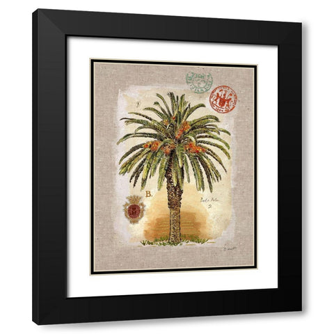 Linen Date Palm Tree Black Modern Wood Framed Art Print with Double Matting by Barrett, Chad