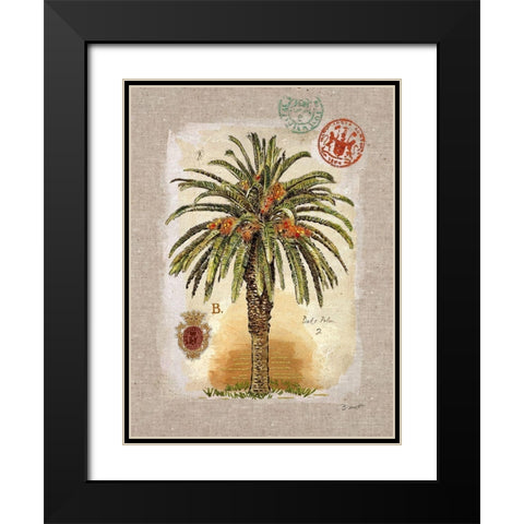 Linen Date Palm Tree Black Modern Wood Framed Art Print with Double Matting by Barrett, Chad