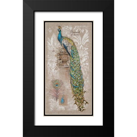 Peacock Linen 2 Black Modern Wood Framed Art Print with Double Matting by Barrett, Chad
