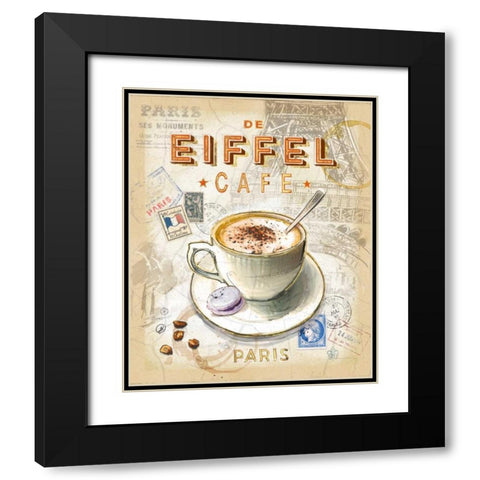 Eiffel Tower Cafe Black Modern Wood Framed Art Print with Double Matting by Barrett, Chad