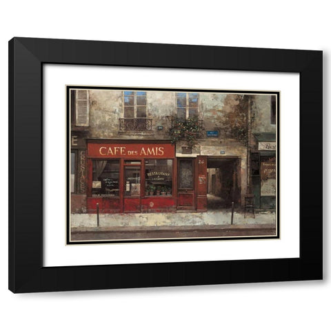 Cafe Des Amis Black Modern Wood Framed Art Print with Double Matting by Hak, Chiu Tak
