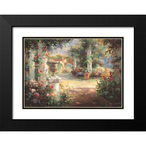 Sunlit Countyard Black Modern Wood Framed Art Print with Double Matting by Oxley, Vail