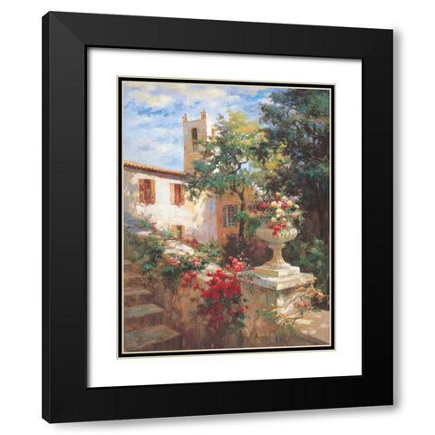 Floral Urn Black Modern Wood Framed Art Print with Double Matting by Oxley, Vail