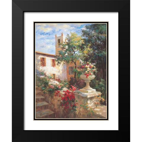 Floral Urn Black Modern Wood Framed Art Print with Double Matting by Oxley, Vail
