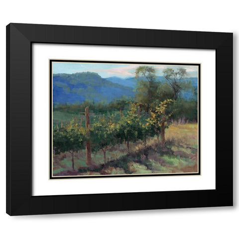 Vineyard On The Hill Black Modern Wood Framed Art Print with Double Matting by McGannon, Jill Schultz