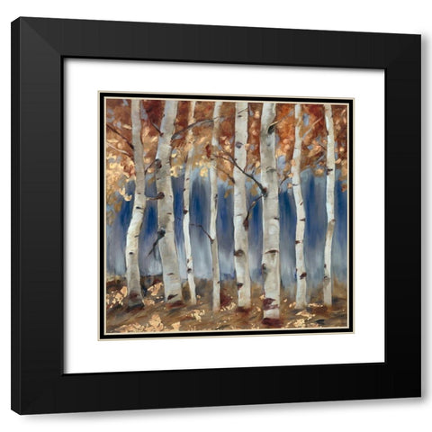 Copper and Blue Birch Trees, Square 1 Black Modern Wood Framed Art Print with Double Matting by Lehman, Laurel