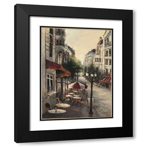 Promenade Cafe Black Modern Wood Framed Art Print with Double Matting by Heighton, Brent