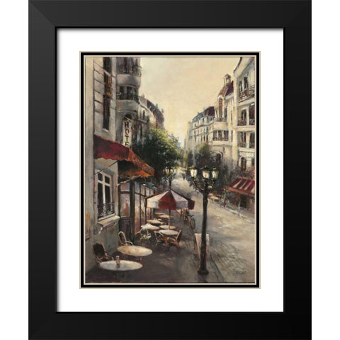 Promenade Cafe Black Modern Wood Framed Art Print with Double Matting by Heighton, Brent