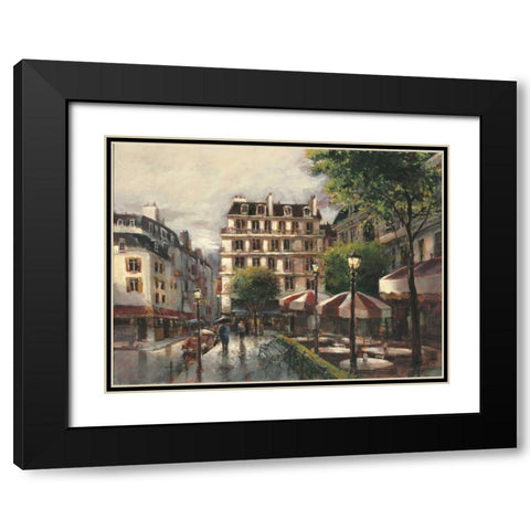 Bistro Stroll Black Modern Wood Framed Art Print with Double Matting by Heighton, Brent