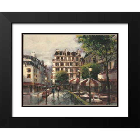 Bistro Stroll Black Modern Wood Framed Art Print with Double Matting by Heighton, Brent