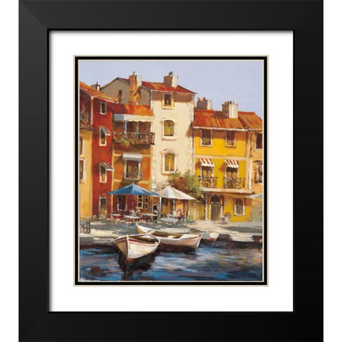 Mediterranean Waterfront II Black Modern Wood Framed Art Print with Double Matting by Heighton, Brent