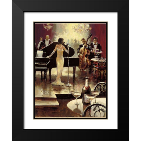 Jazz Night Out Black Modern Wood Framed Art Print with Double Matting by Heighton, Brent