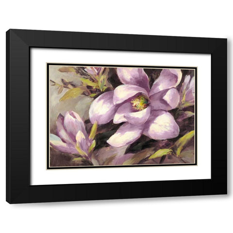 Plum Magnolia Whisper Black Modern Wood Framed Art Print with Double Matting by Heighton, Brent