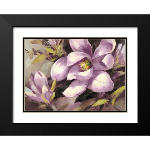 Plum Magnolia Whisper Black Modern Wood Framed Art Print with Double Matting by Heighton, Brent