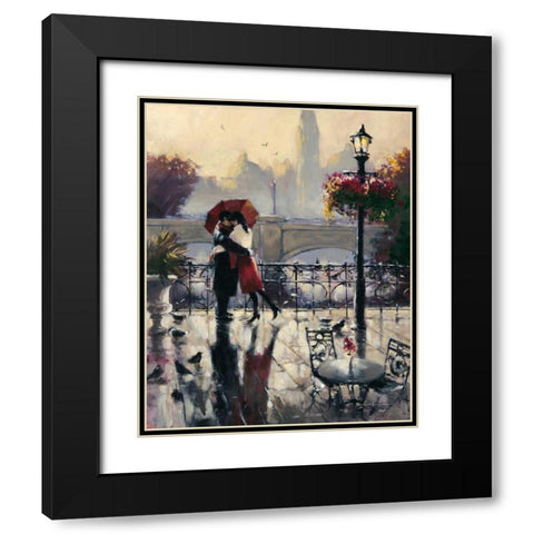 Romantic Embrace Black Modern Wood Framed Art Print with Double Matting by Heighton, Brent