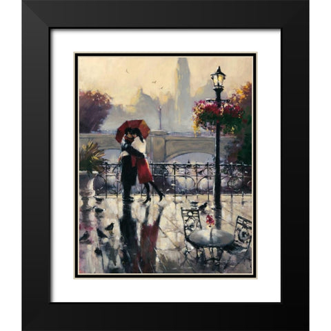 Romantic Embrace Black Modern Wood Framed Art Print with Double Matting by Heighton, Brent