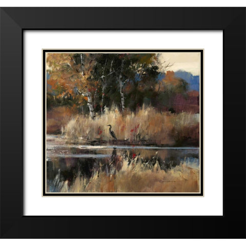 Heron Landscape 2 Black Modern Wood Framed Art Print with Double Matting by Heighton, Brent