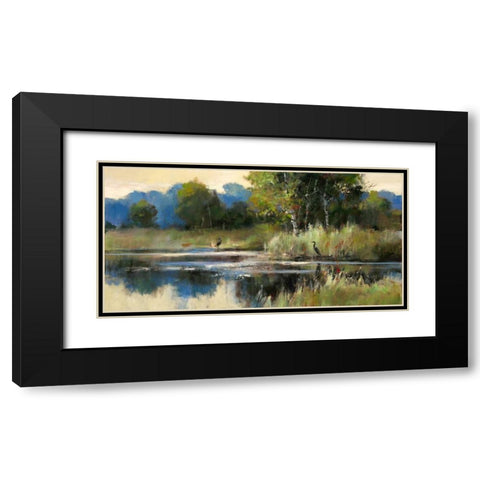 Heron Landscape Panel Black Modern Wood Framed Art Print with Double Matting by Heighton, Brent