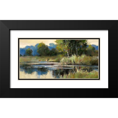 Heron Landscape Panel Black Modern Wood Framed Art Print with Double Matting by Heighton, Brent