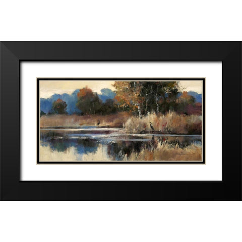 Heron Landscape Black Modern Wood Framed Art Print with Double Matting by Heighton, Brent