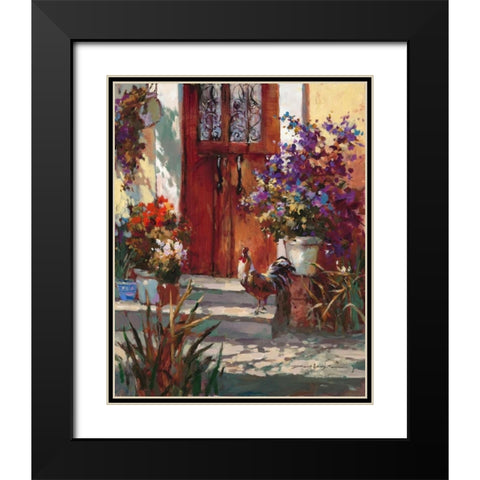 Cottage Rooster Black Modern Wood Framed Art Print with Double Matting by Heighton, Brent