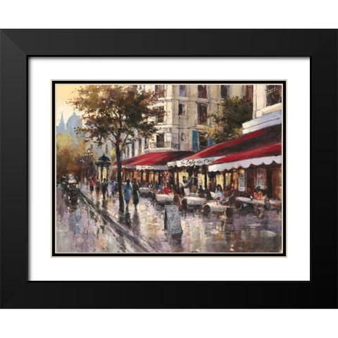 Avenue Des Champs-Elysees Black Modern Wood Framed Art Print with Double Matting by Heighton, Brent