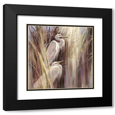 Seaside Egrets Black Modern Wood Framed Art Print with Double Matting by Heighton, Brent