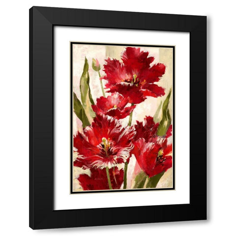 Jubilant Red Tulip Black Modern Wood Framed Art Print with Double Matting by Heighton, Brent