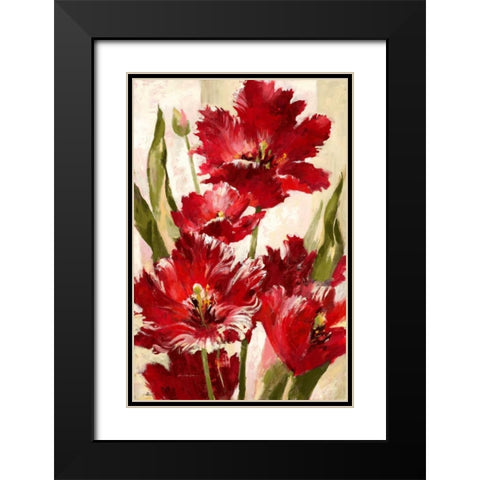 Jubilant Red Tulip Black Modern Wood Framed Art Print with Double Matting by Heighton, Brent