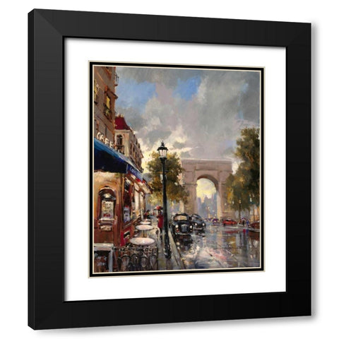 Arc De Triomphe Avenue Black Modern Wood Framed Art Print with Double Matting by Heighton, Brent