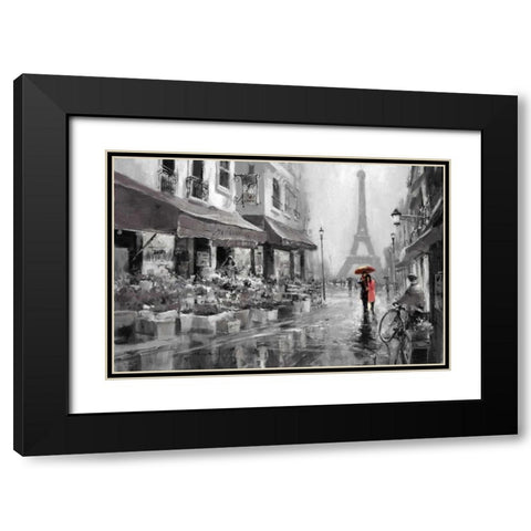 Red Umbrella Black Modern Wood Framed Art Print with Double Matting by Heighton, Brent